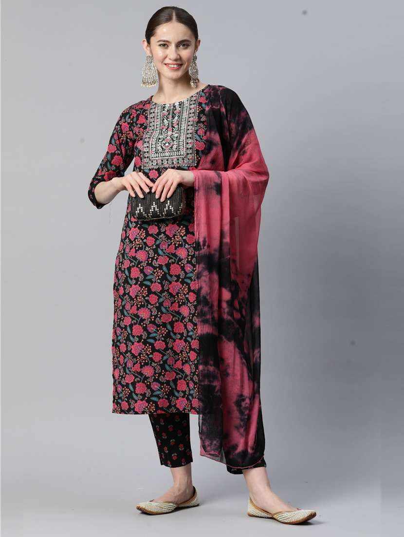 printed kurta dupatta set - 19942706 -  Standard Image - 1