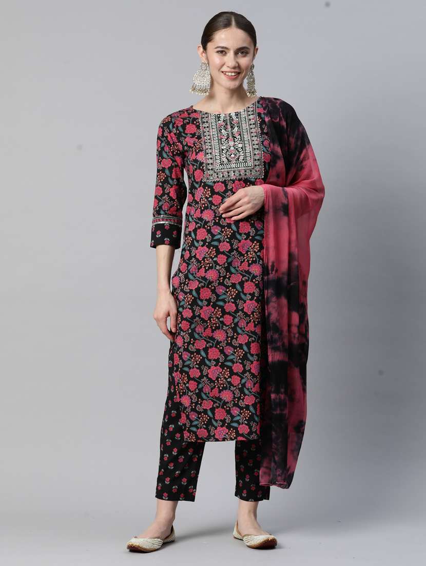 printed kurta dupatta set - 19942707 -  Standard Image - 1