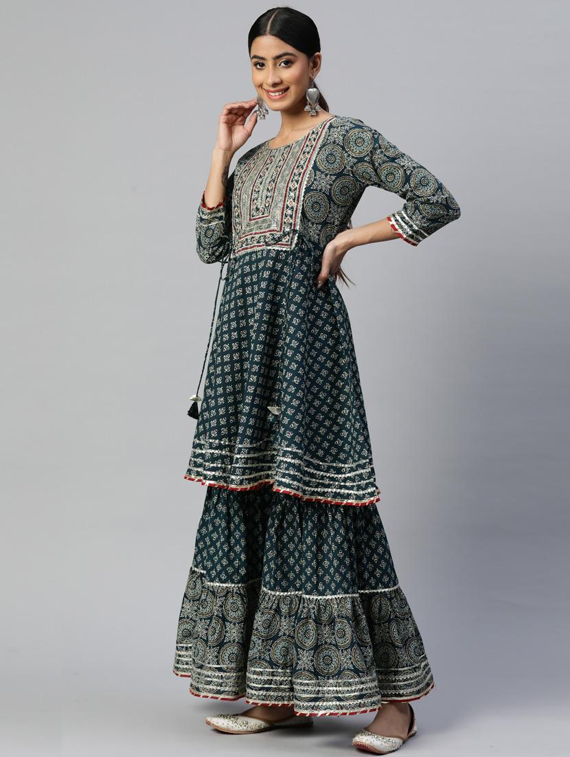 embroidered kurta sharara set - 19942717 -  Standard Image - 1