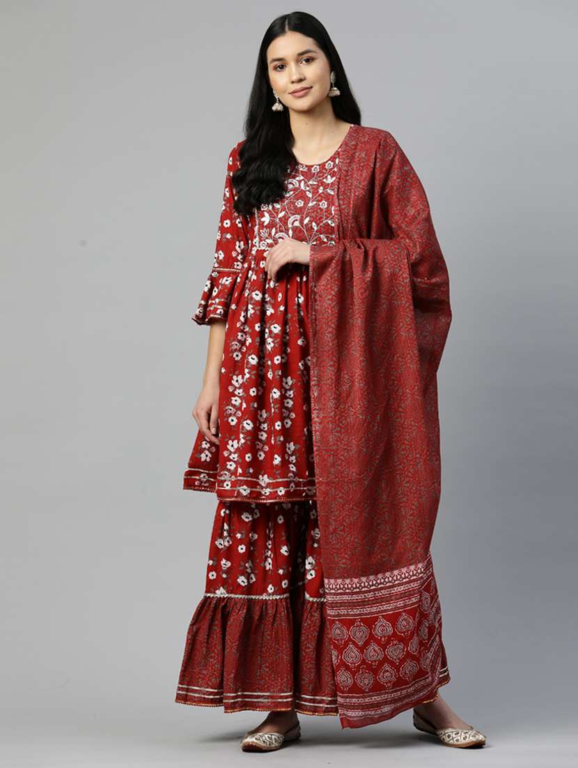 printed kurta sharara set