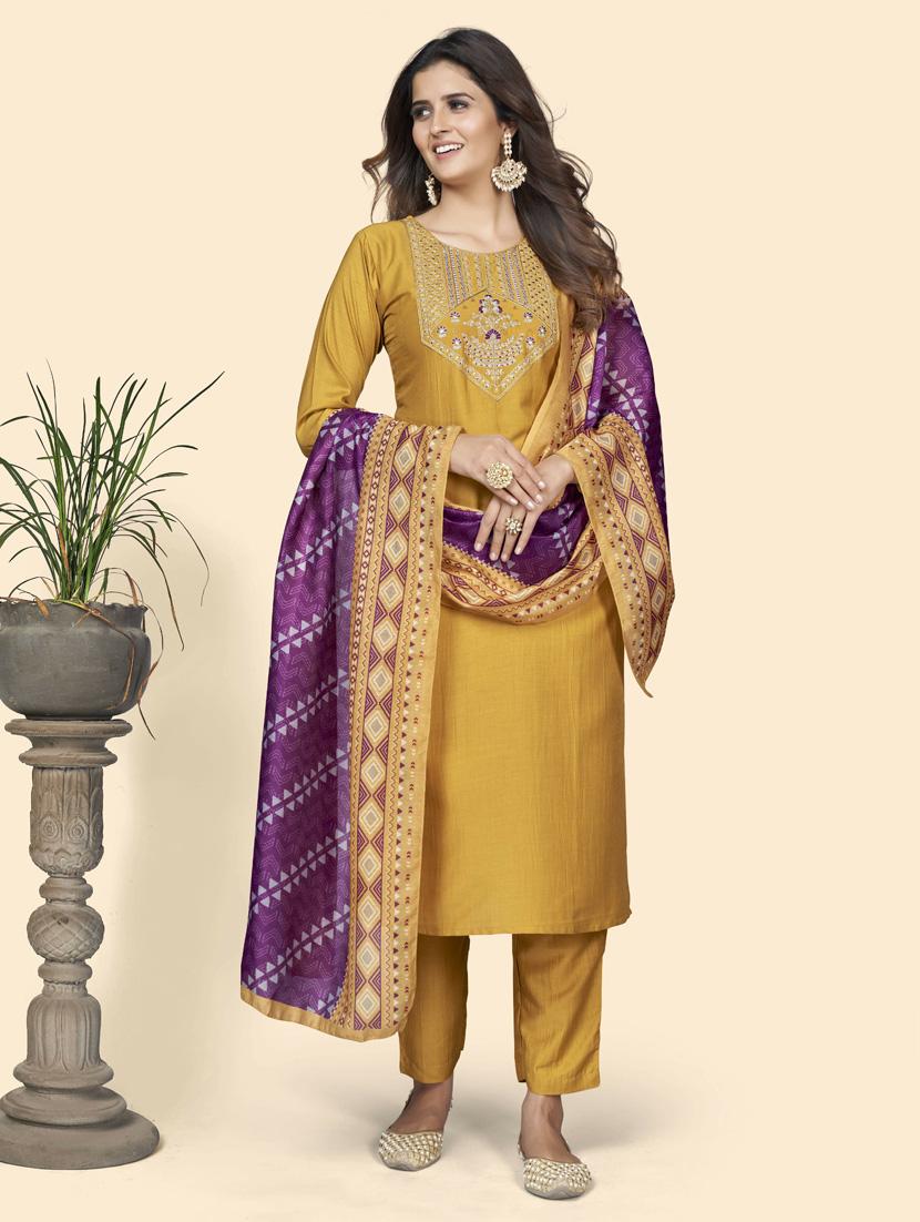 embroidered kurta dupatta set - 19942738 - Standard Image - 1