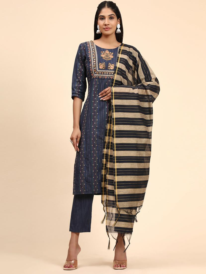 embroidered kurta dupatta set - 19942755 -  Standard Image - 1