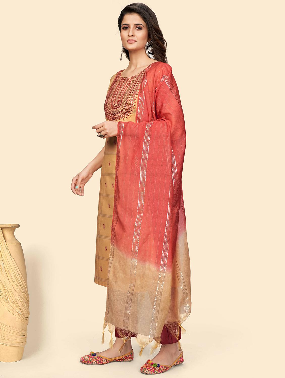 self design kurta dupatta set - 19942826 - Standard Image - 1