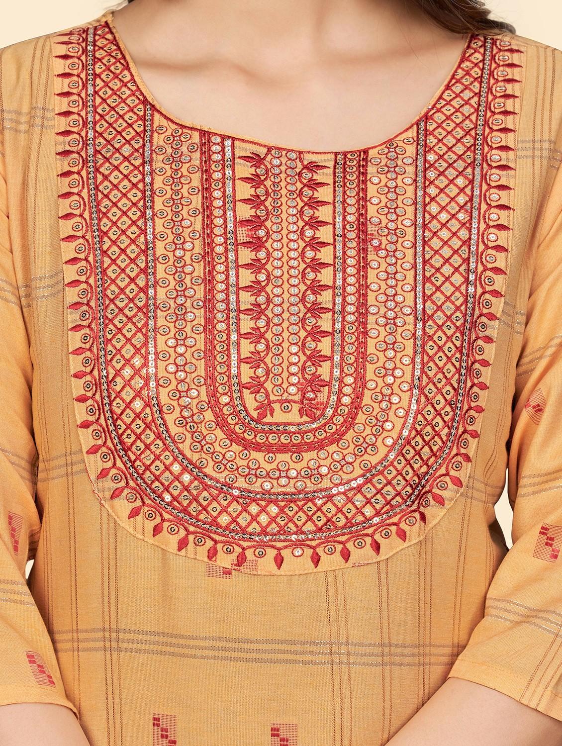 self design kurta dupatta set - 19942826 - Standard Image - 4