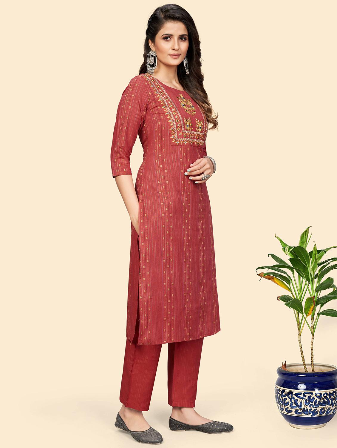 self design kurta dupatta set - 19942830 -  Standard Image - 1