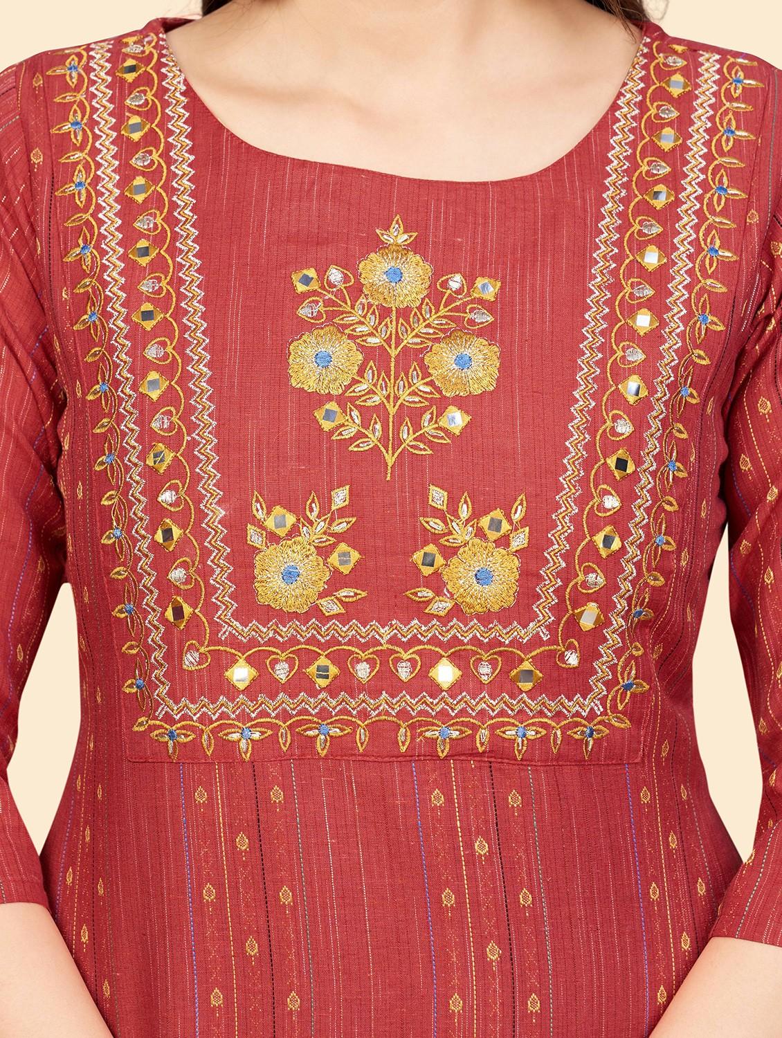 self design kurta dupatta set - 19942830 - Standard Image - 4