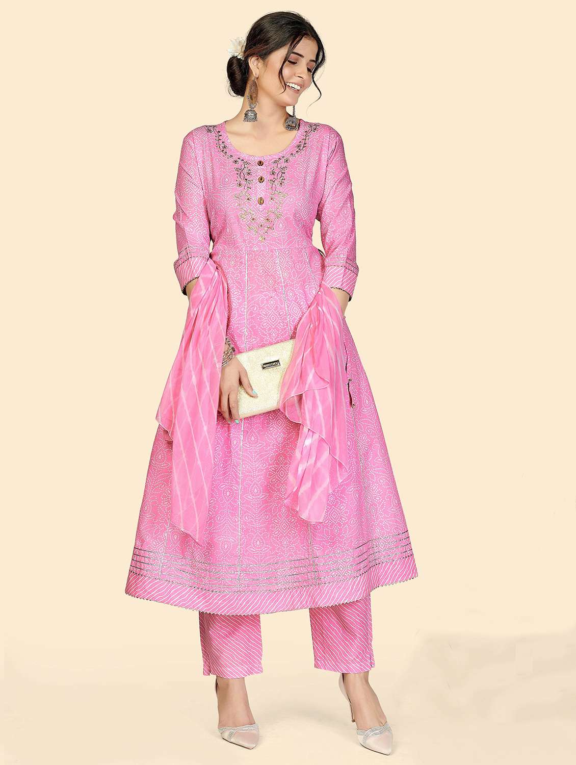 printed kurta dupatta set - 19942865 -  Standard Image - 1