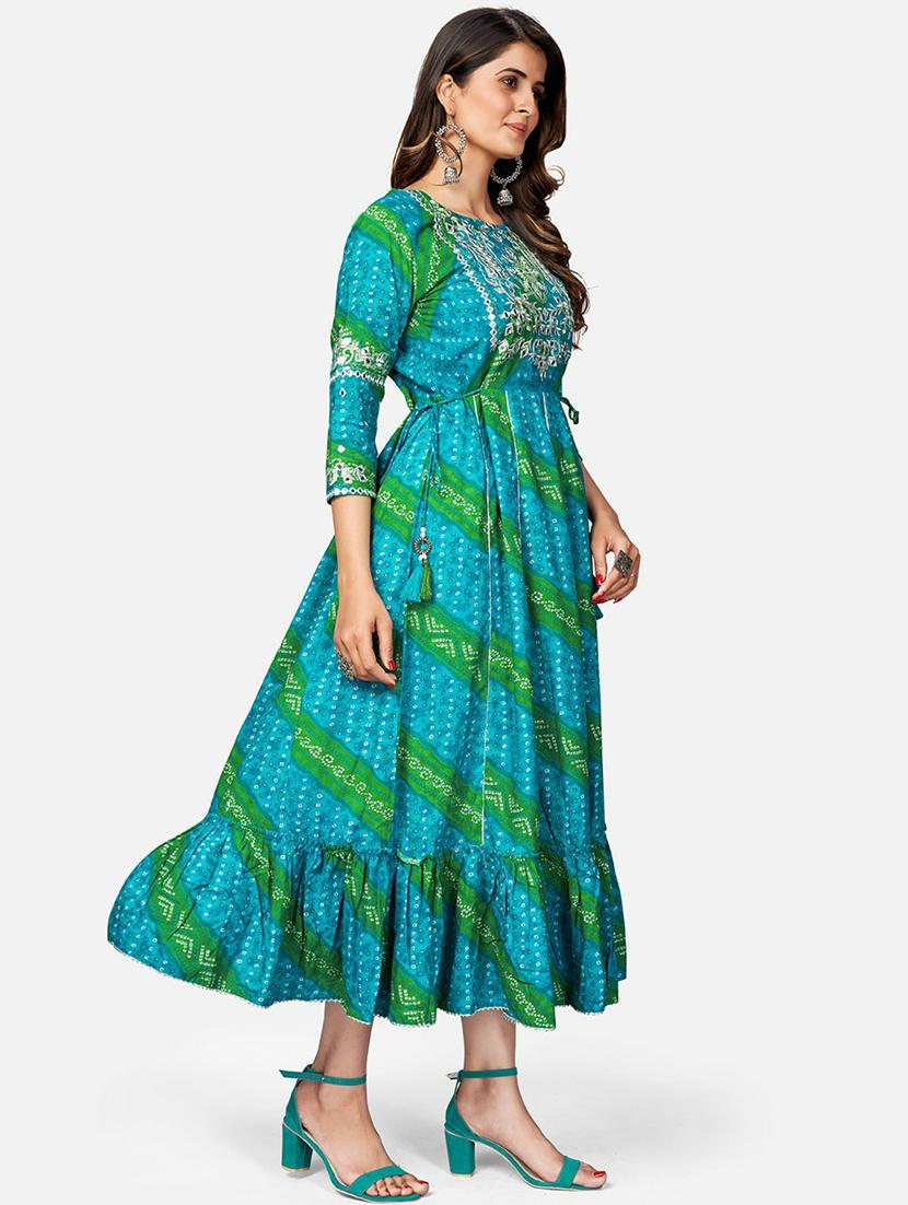 multi colored viscose anarkali kurta - 19942978 - Standard Image - 1