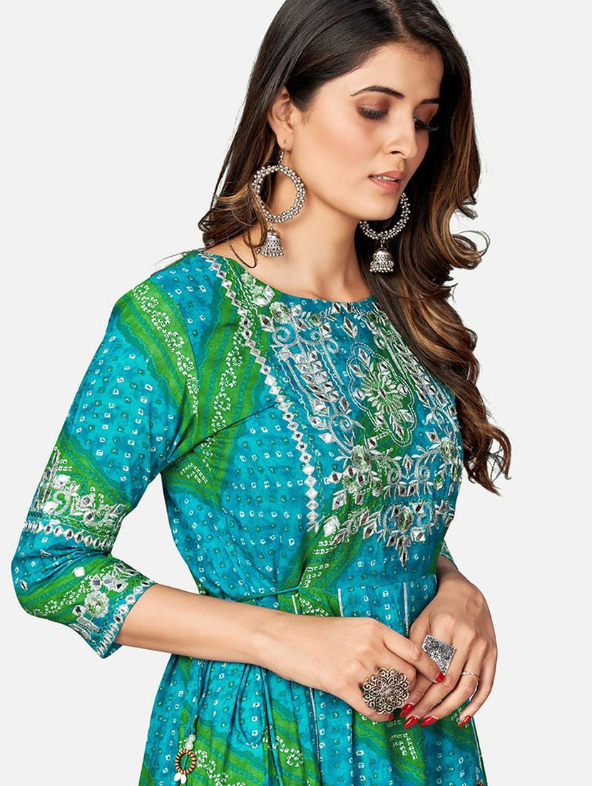 multi colored viscose anarkali kurta - 19942978 - Standard Image - 4