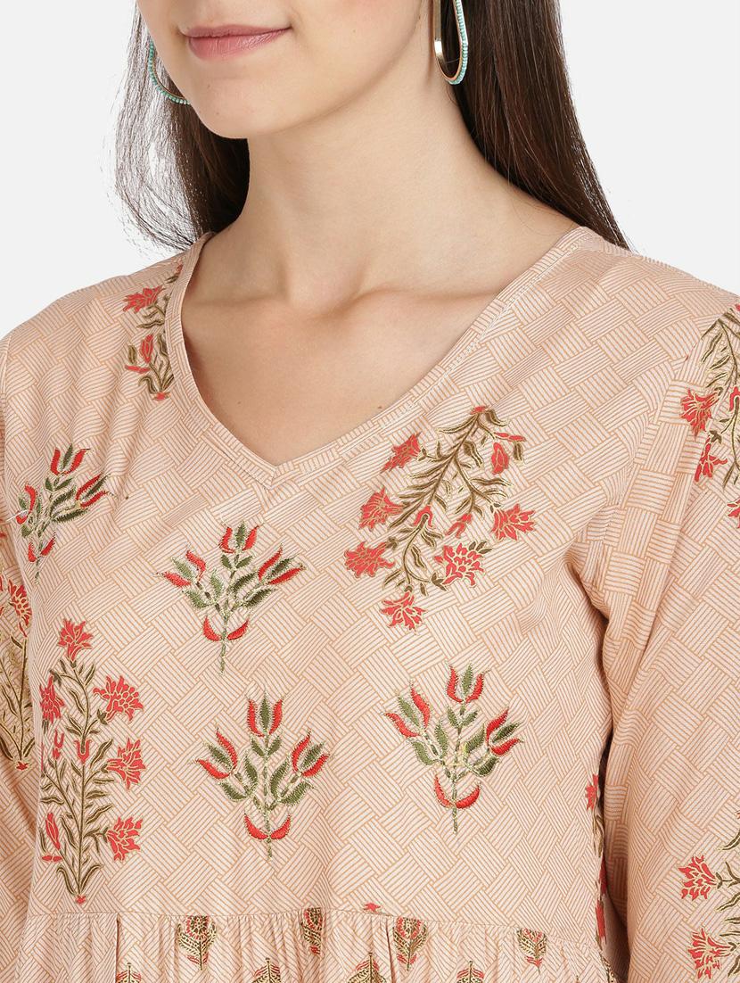 printed viscose tiered kurta - 19943002 - Standard Image - 4