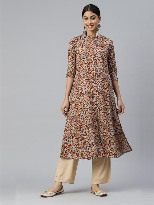 multi colored viscose aline kurta - 19943118 - Standard Image - 0
