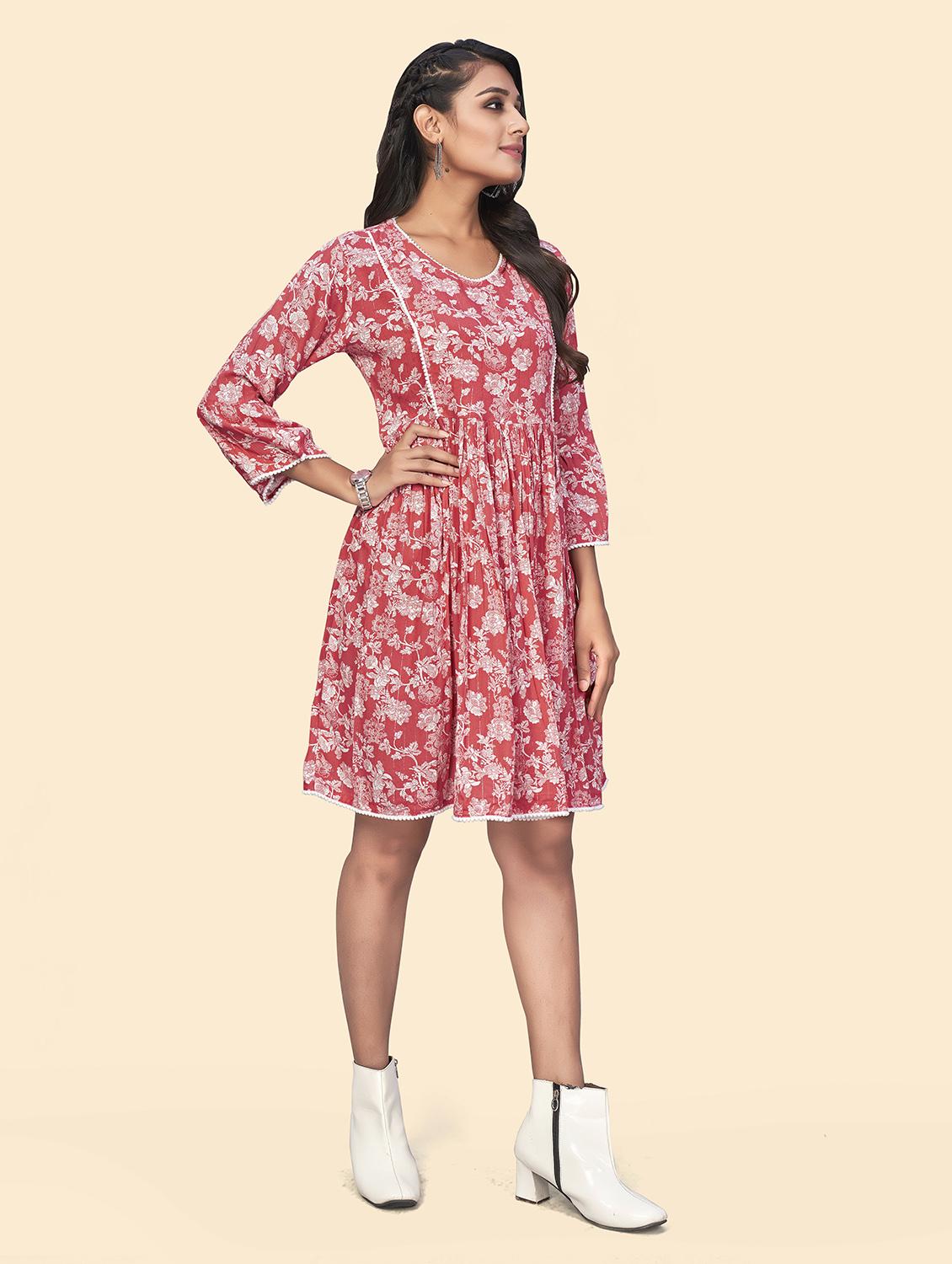 women's fit & flare floral dress - 19943280 - Standard Image - 1