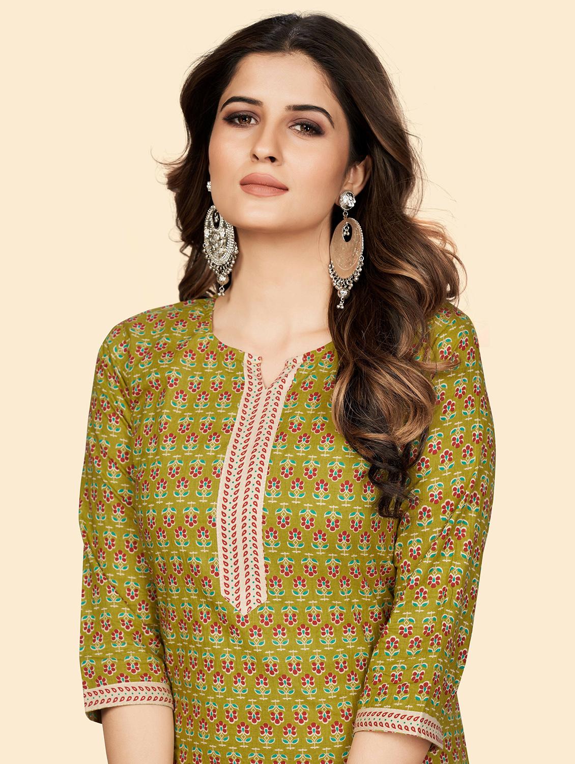 green cotton straight kurta - 19943312 - Standard Image - 4