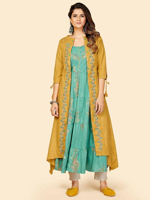 printed viscose anarkali kurta - 19943363 -  Standard Image - 0