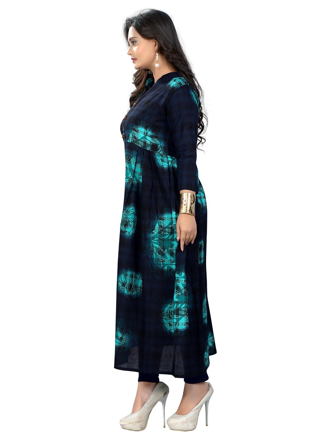 printed cotton blend flared kurta - 19943370 -  Standard Image - 1