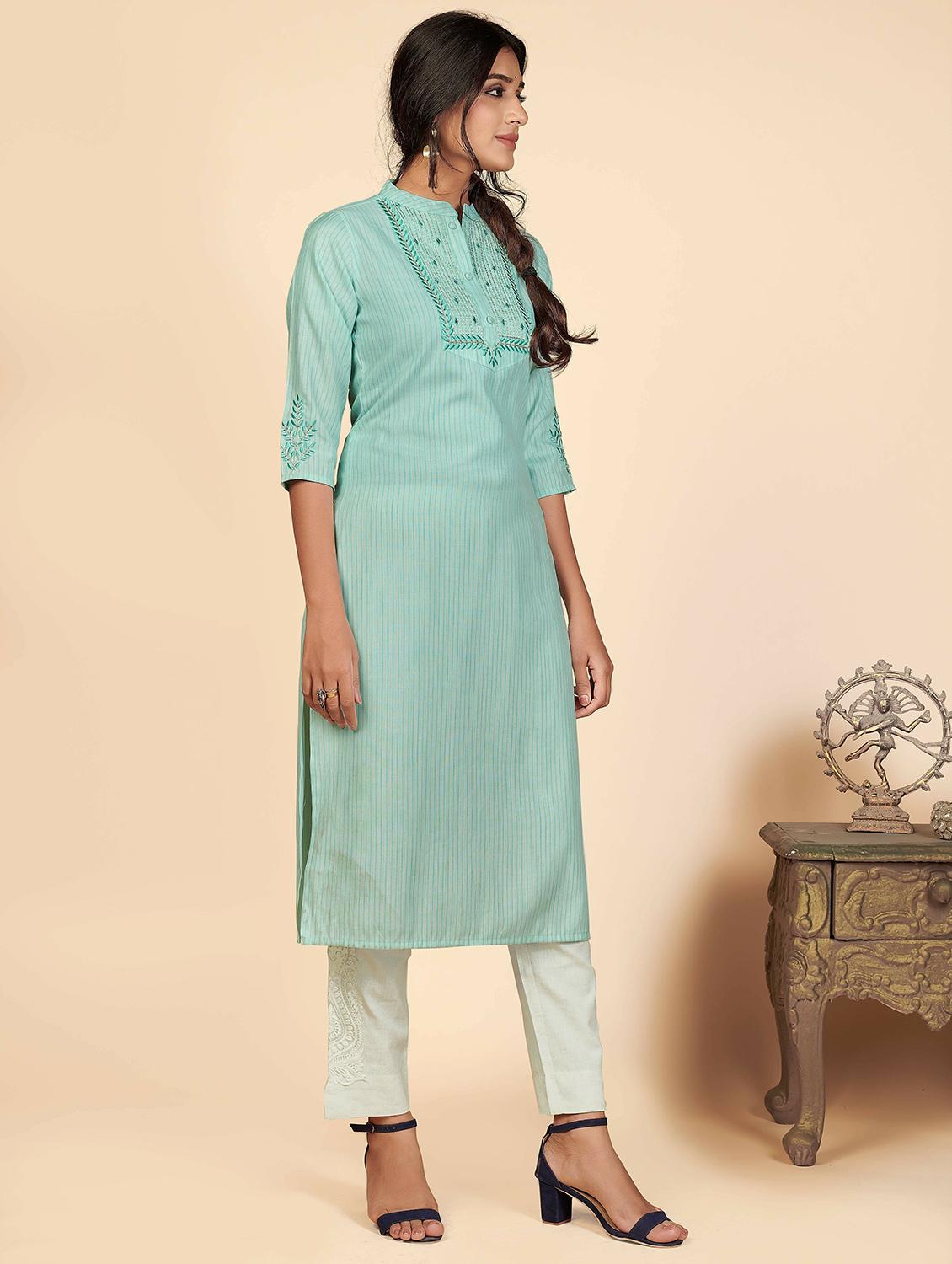 stripes cotton straight kurta - 19943372 - Standard Image - 1