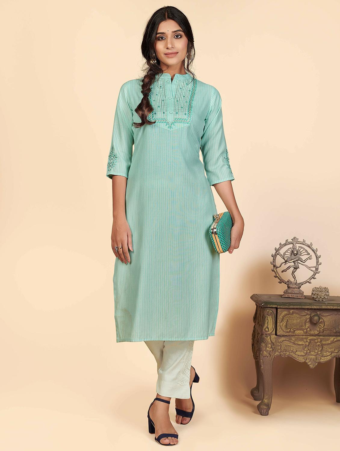 stripes cotton straight kurta - 19943372 - Standard Image - 4