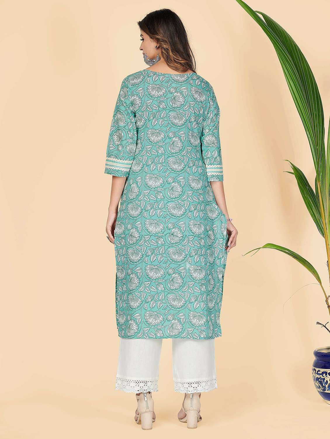printed cotton straight kurta - 19943384 -  Standard Image - 4