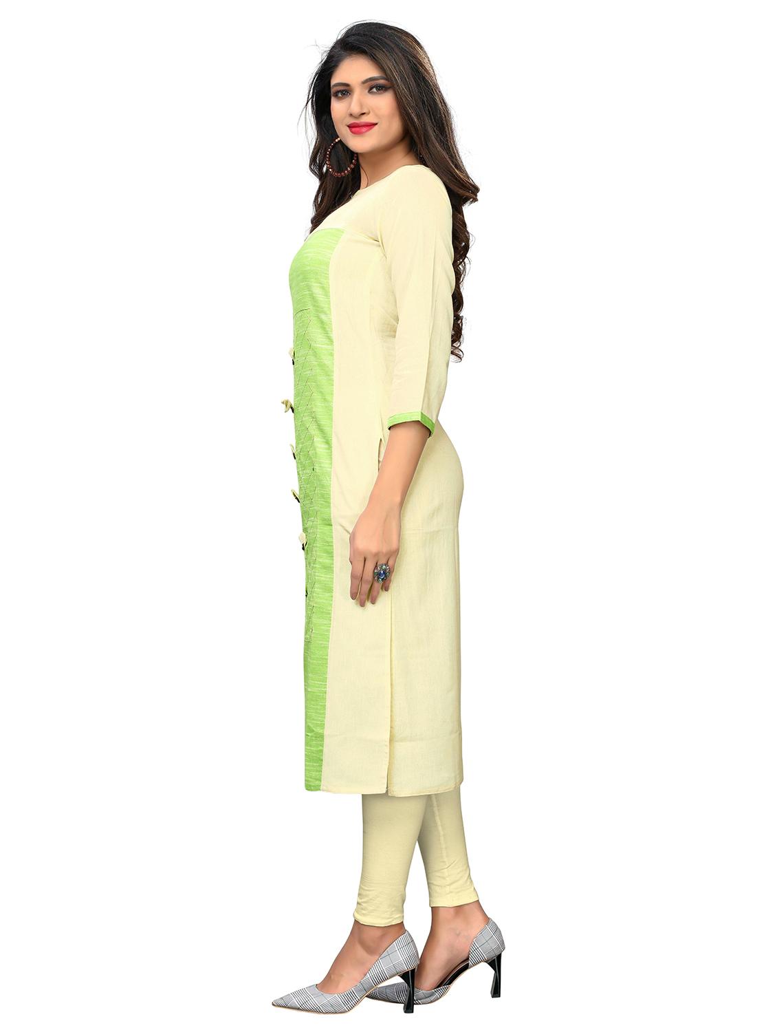 color block cotton blend straight kurta - 19943394 - Standard Image - 1