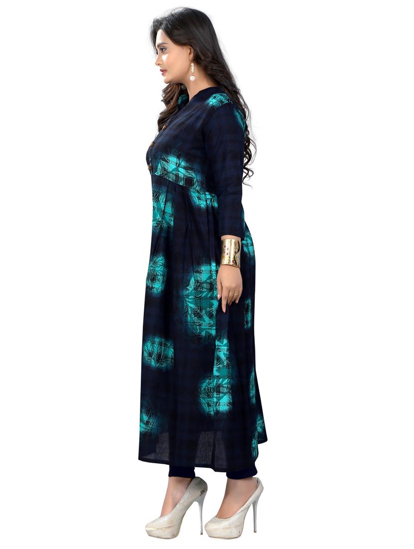 mandarin neck printed flared kurta - 19943427 - Standard Image - 1