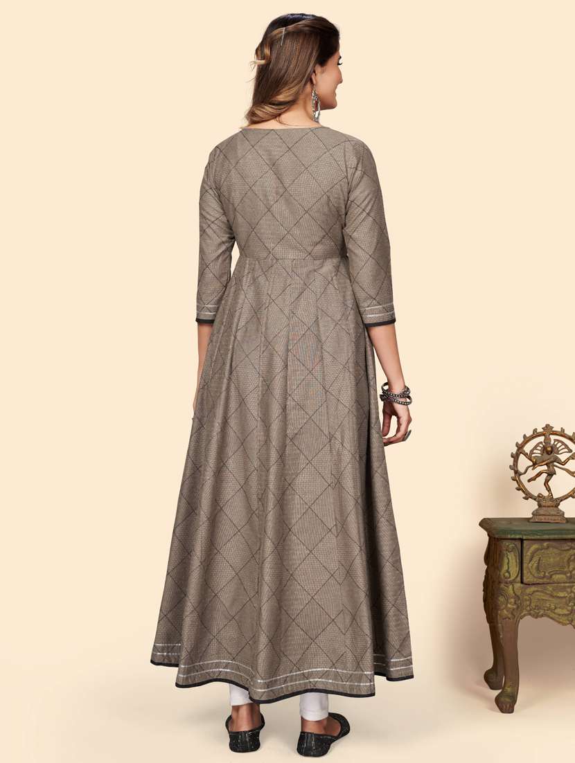 Round Neck Printed Anarkali Kurta