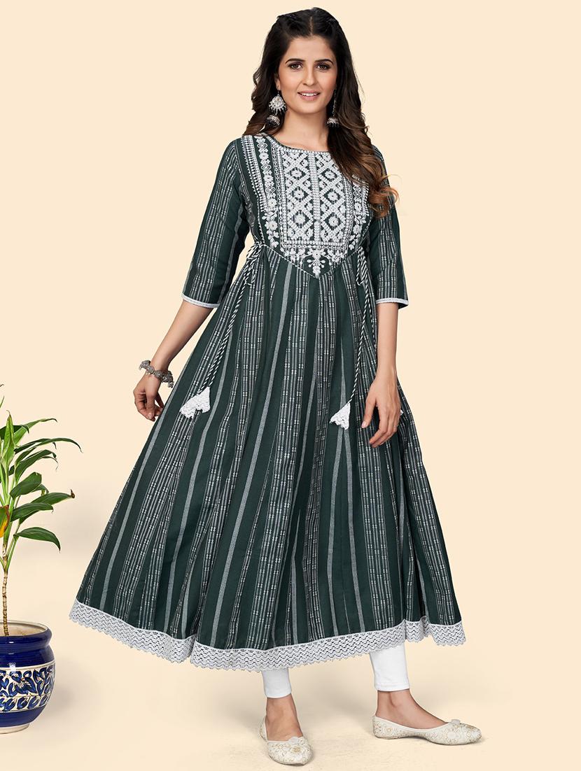 round neck printed anarkali kurta - 19943463 - Standard Image - 1