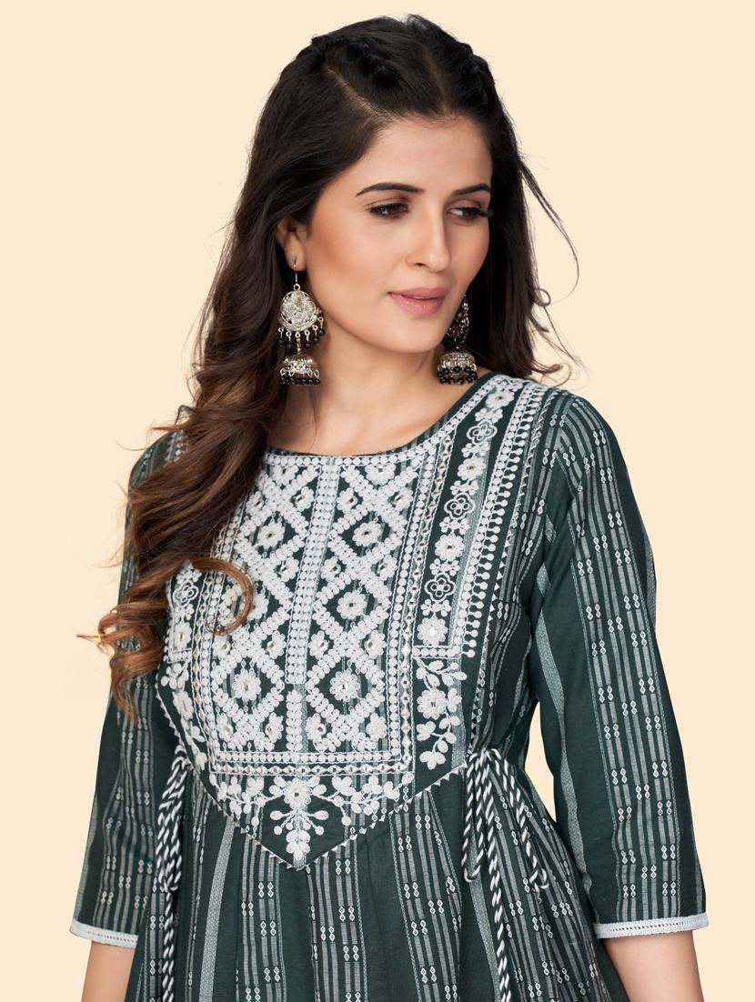 round neck printed anarkali kurta - 19943463 - Standard Image - 4