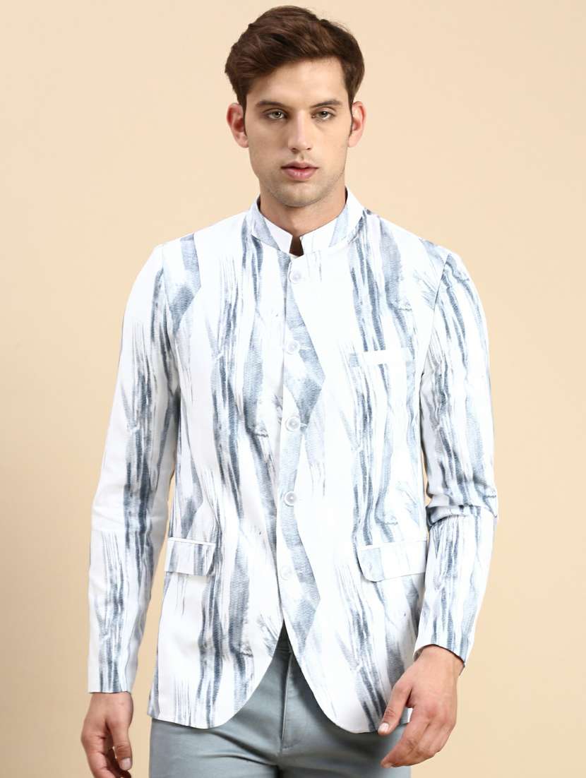 men's printed bandhgalas casual blazer