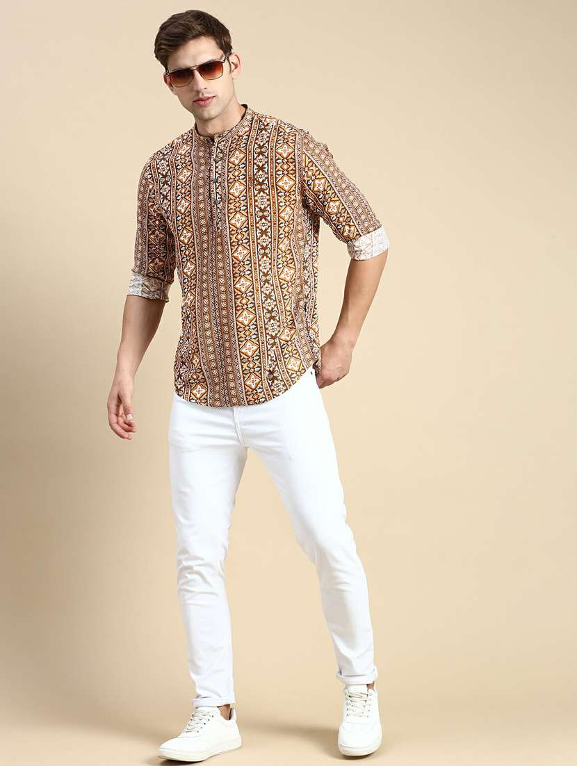 printed viscose shorts kurta - 19944456 -  Standard Image - 4