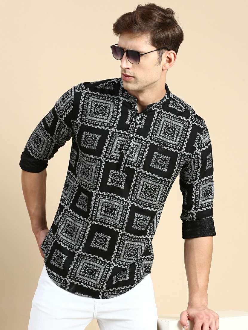 printed viscose shorts kurta - 19944458 -  Standard Image - 1