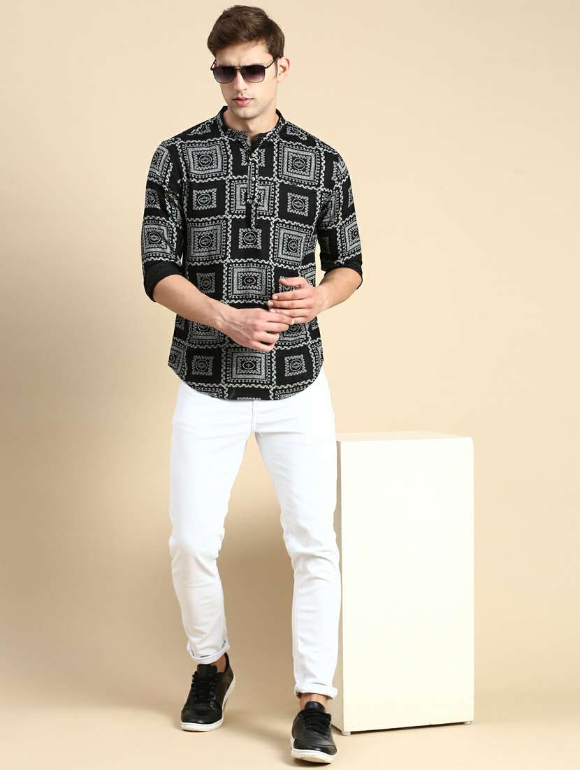 printed viscose shorts kurta - 19944458 -  Standard Image - 4