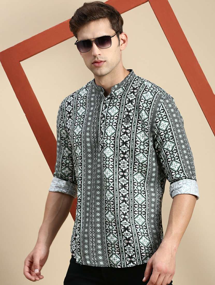 printed viscose shorts kurta - 19944464 -  Standard Image - 1