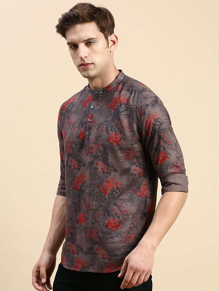 mandarin neck printed medium kurta - 19944470 -  Standard Image - 1