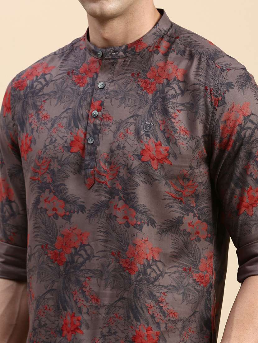 mandarin neck printed medium kurta - 19944470 -  Standard Image - 4