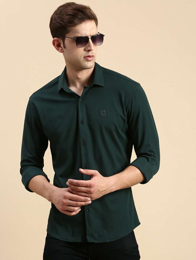 green cotton casual shirt - 19944525 -  Standard Image - 1