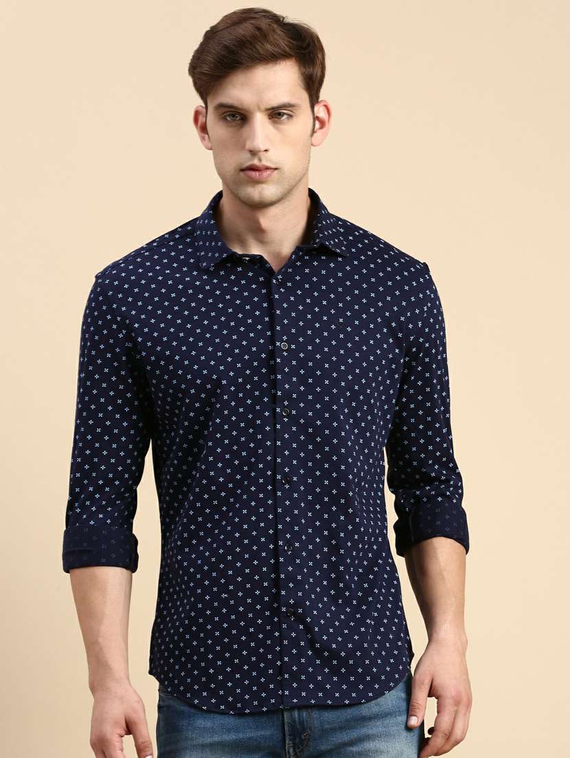 mens micro print casual shirt