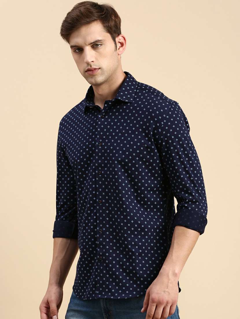 mens micro print casual shirt - 19944532 -  Standard Image - 1