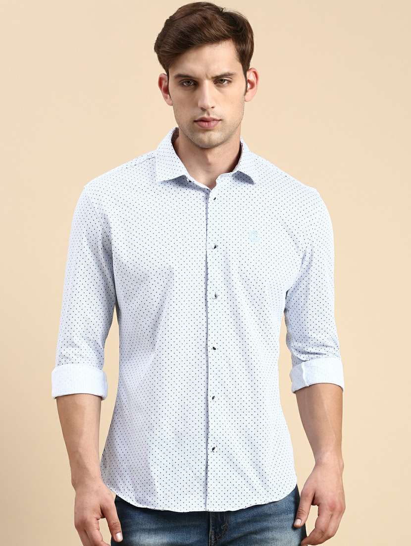 blue cotton casual shirt - 19944533 -  Zoom Image - 0