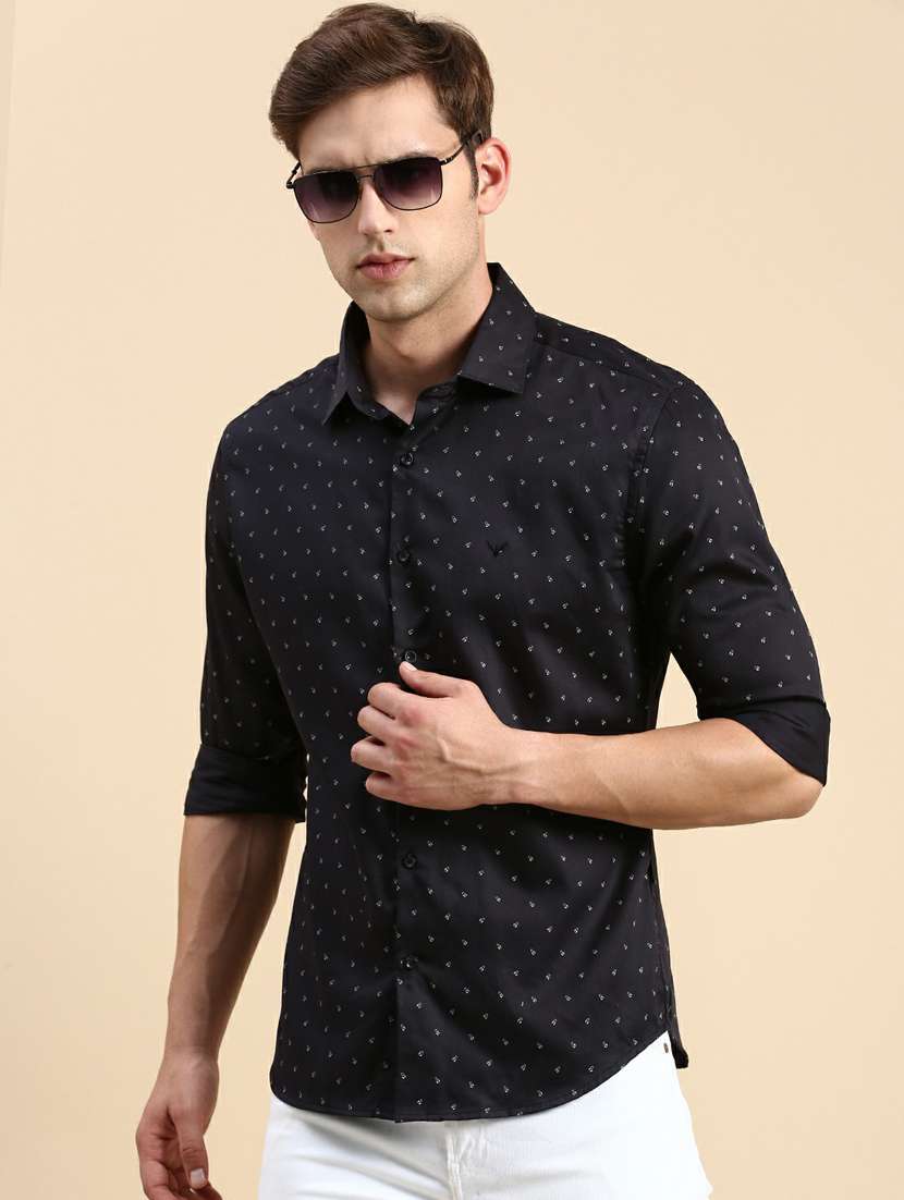 mens micro print casual shirt - 19944538 -  Standard Image - 1