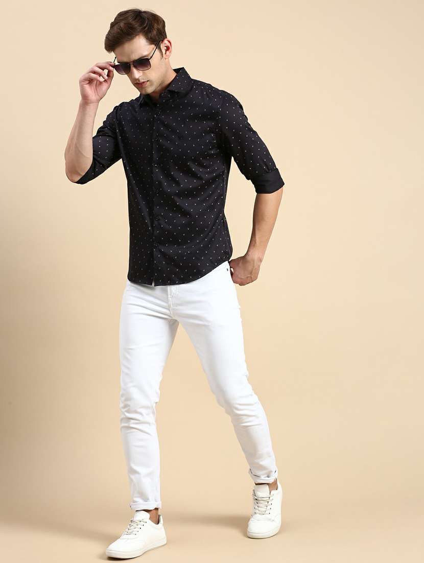 mens micro print casual shirt - 19944538 - Standard Image - 4
