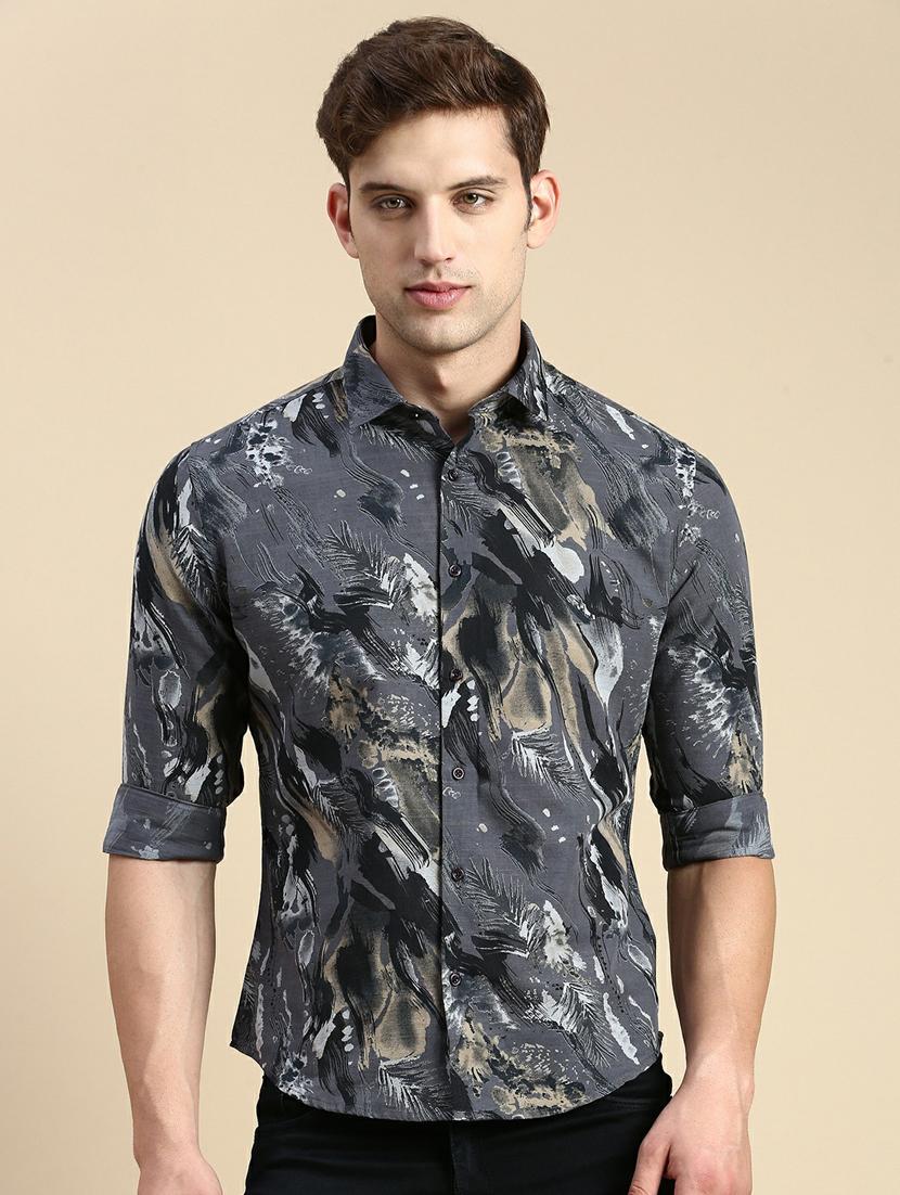mens leaf print casual shirt - 19944571 -  Zoom Image - 0