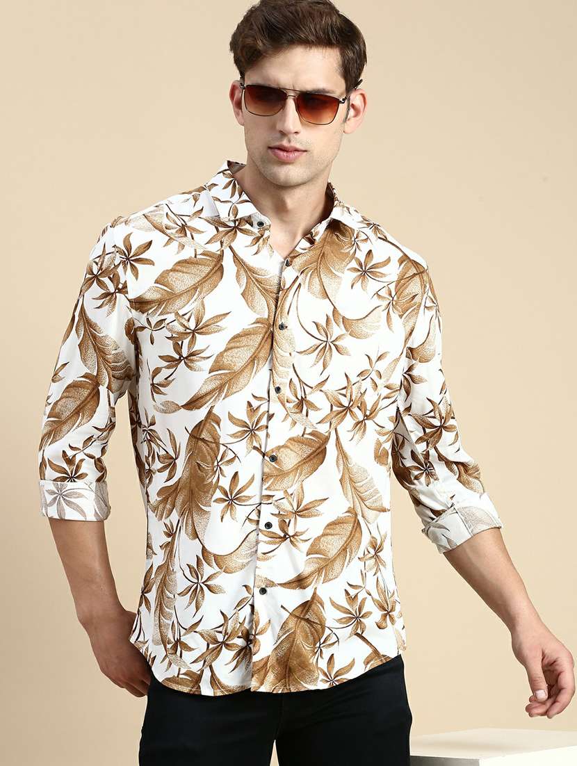 Buy online Mens Leaf Print Casual Shirt from shirts for Men by