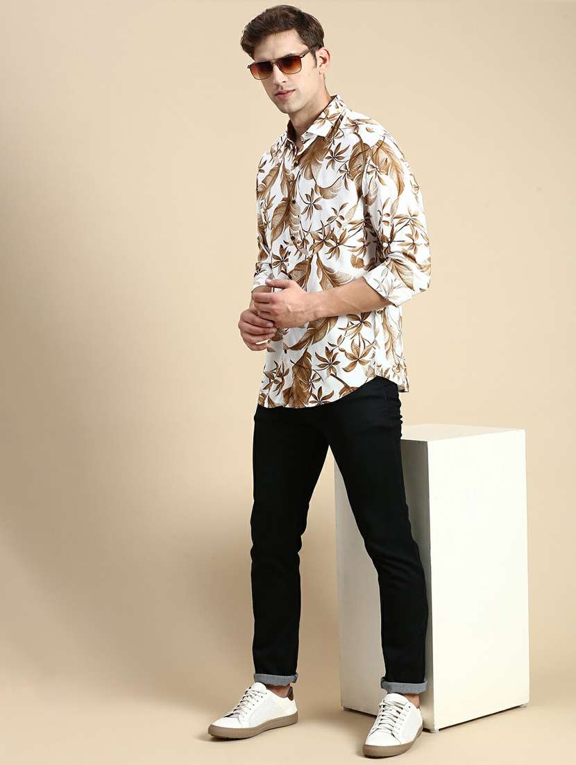 mens leaf print casual shirt - 19944573 -  Standard Image - 4