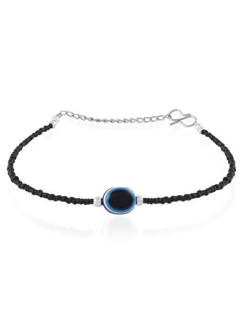 evil eye single leg black beaded anklet - 19944658 - Standard Image - 0