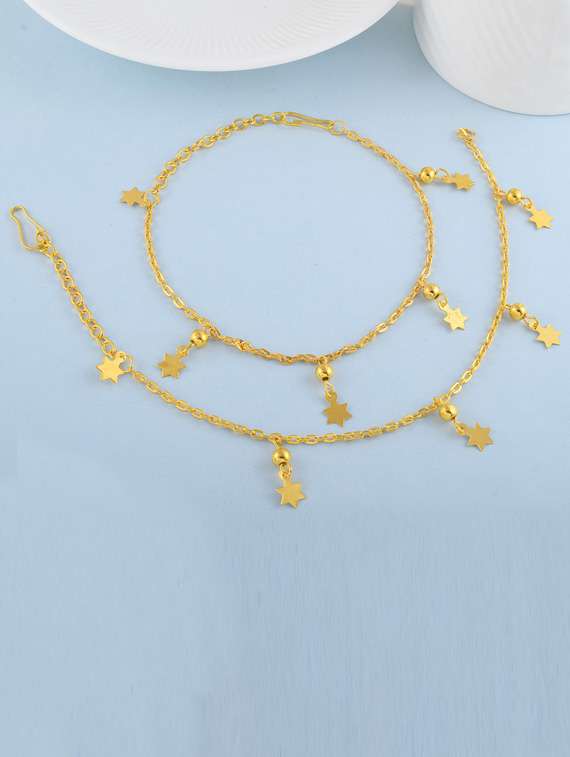 brass gold plated star charm anklet  - 19944660 -  Standard Image - 1