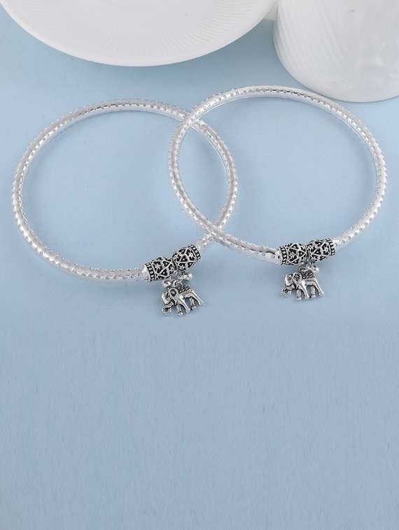 silver plated brass foot kada anklet  - 19944661 -  Standard Image - 1