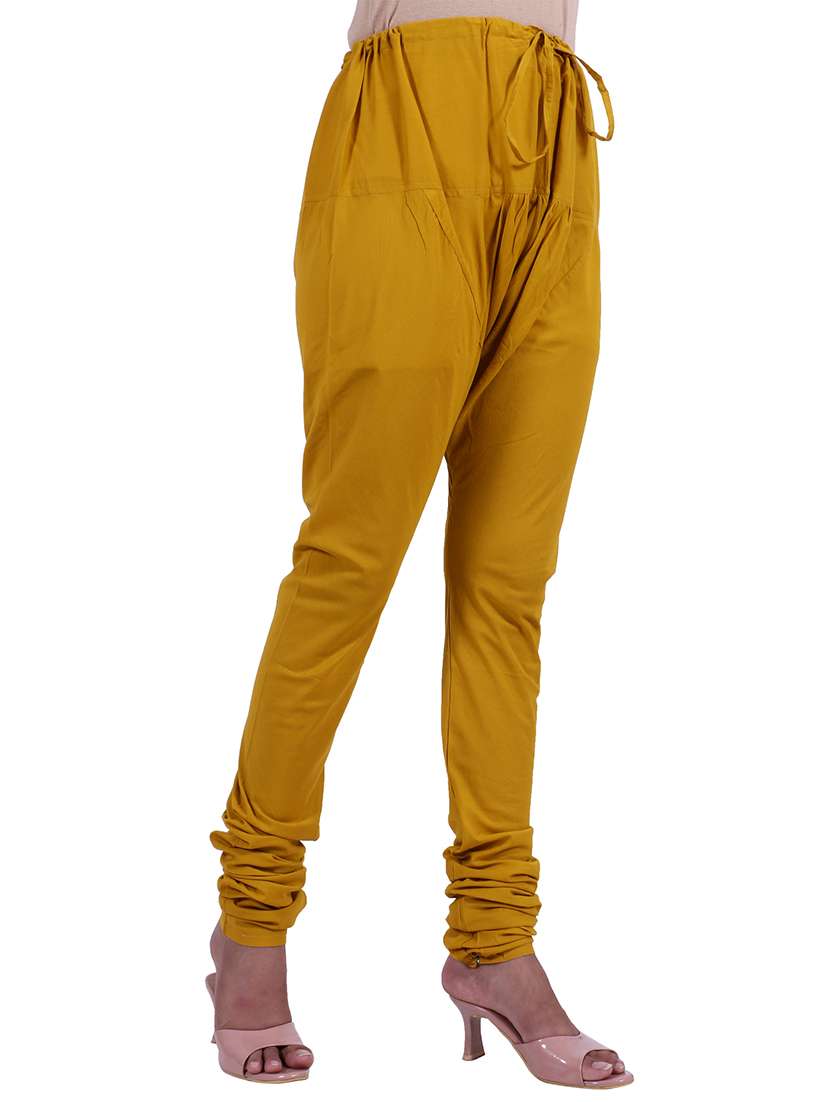 yellow cotton churidar salwars - 19944698 - Standard Image - 1