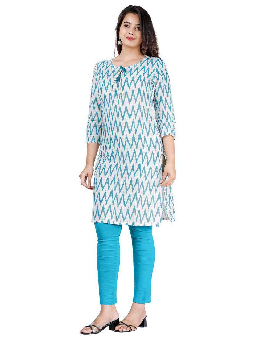 blue cotton blend a-line kurta - 19944769 -  Standard Image - 1