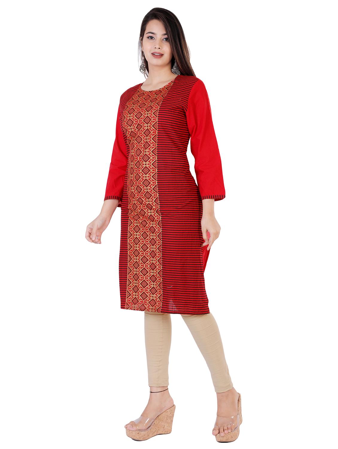 round neck printed straight kurta - 19944828 - Standard Image - 1