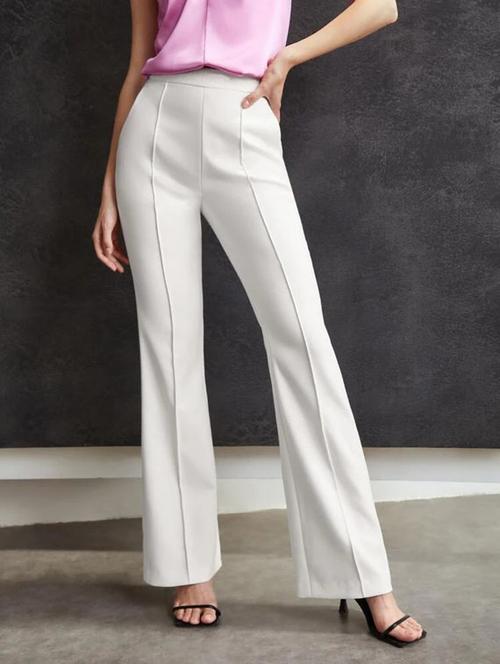 women solid high rise bootcut trouser - 19944851 - Standard Image - 0